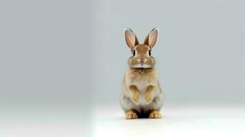 Photo of a rabbit on white background. Generative AI