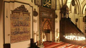 Bursa, Turkey, 2023 - Ornaments in the traditional interior decoration of Bursa Ulu Mosque. video