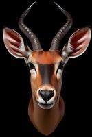 Photo of Impala on black background.