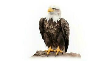 Photo of a Bald eagle on white background. Generative AI