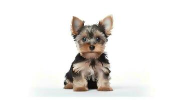 Photo of a yorkshire terrier on white background. Generative AI