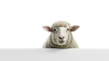 Photo of a sheep on white background. Generative AI