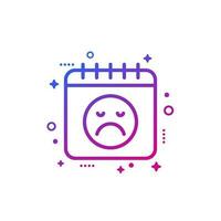 bad day icon with calendar and emoji vector