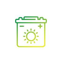 storing solar energy icon with battery, line vector