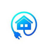 electric home icon with a plug vector