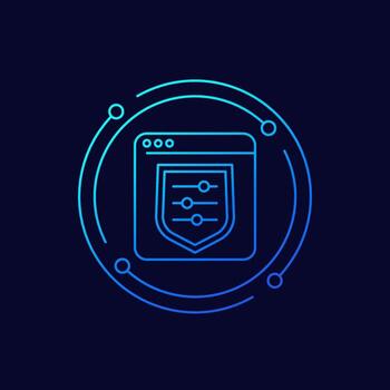 security settings line icon with shield for web vector