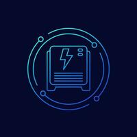 home battery, backup system line icon, vector