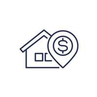 House for sale icon, line vector