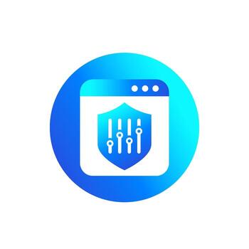 security settings icon with shield for web vector