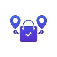 grocery delivery service icon with a shopping bag vector