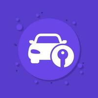 coche acceso icono con un llave, vector