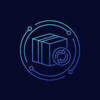 parcel return icon with a box, linear design vector