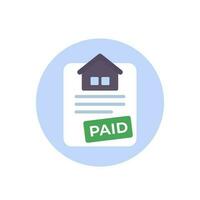 house loan, mortgage paid icon, flat vector