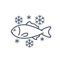 icono de línea de pescado congelado, vector