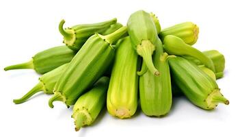 Photo of Okra isolated on white background