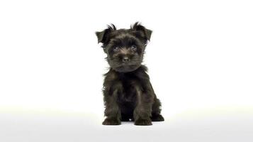 Photo of a Affenpinscher dog on white background. Generative AI