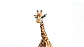foto de un jirafa en blanco antecedentes. generativo ai