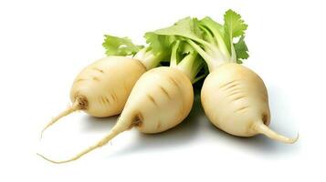 Photo of Daikon radish isolated on white background