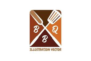 Rustic Retro Vintage Crossed Fork and Spatula for BBQ Barbecue Grill Icon Design Vector