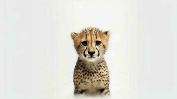 Photo of a cheetah on white background. Generative AI