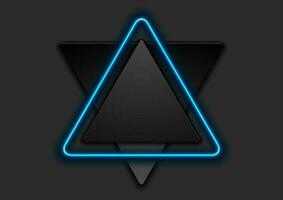 Black tech triangles witn neon light abstract background vector