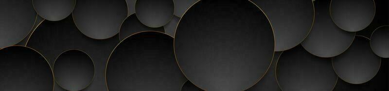 Tech geometric background with abstract golden and black circles vector