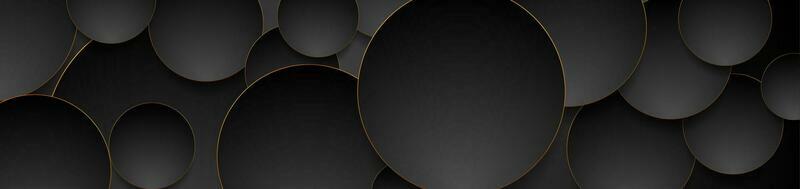Tech geometric background with abstract golden and black circles