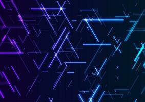 Blue and purple neon laser lines abstract tech background vector