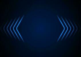 Bright blue abstract neon arrows tech sci-fi background vector