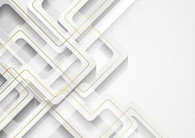 White geometric background with abstract golden lines vector