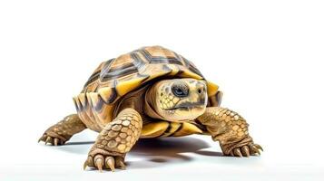 Photo of a turtle on white background. Generative AI