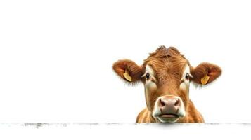 Photo of a cow on white background. Generative AI