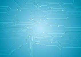 Bright blue circuit board chip technology background vector