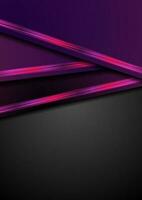 Dark purple abstract background with neon stripes vector