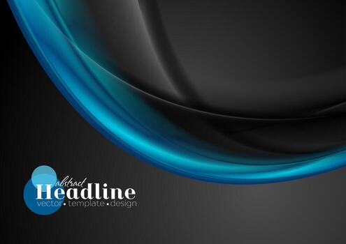 Blue and black abstract flowing dynamic waves background vector