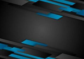 Black and blue tech geometric abstract background vector