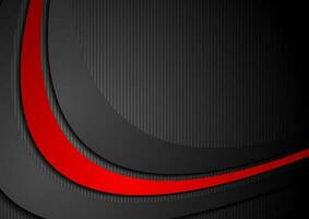 Dark corporate background with black red waves vector