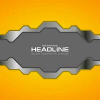 Orange and grey metallic tech background vector