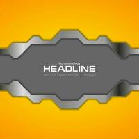 Orange and grey metallic tech background vector