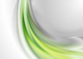 Green and grey abstract smooth blurred waves design vector