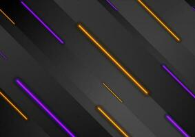 Retro tech abstract background with laser neon lines vector