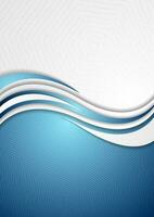 Abstract blue grey wavy tech background vector