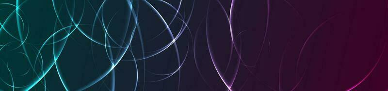 Abstract glowing neon blue purple circles geometric banner background vector