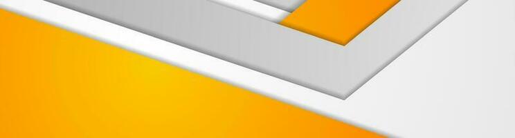 Orange and grey minimal geometric paper stripes abstract banner vector