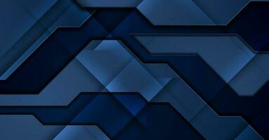 Dark blue geometric abstract tech background vector