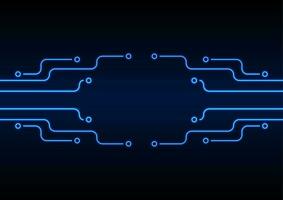 Glowing blue neon circuit board chip background vector