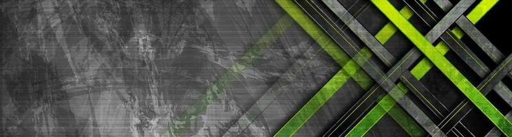 Tech green stripes on abstract grunge corporate banner vector