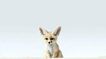 Photo of a Fennec fox on white background. Generative AI