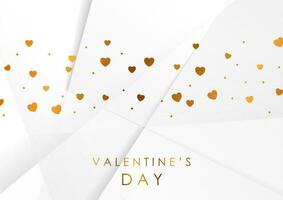 Bronze hearts on white polygonal abstract background vector