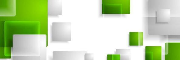 Abstract grey and green glossy squares tech background vector